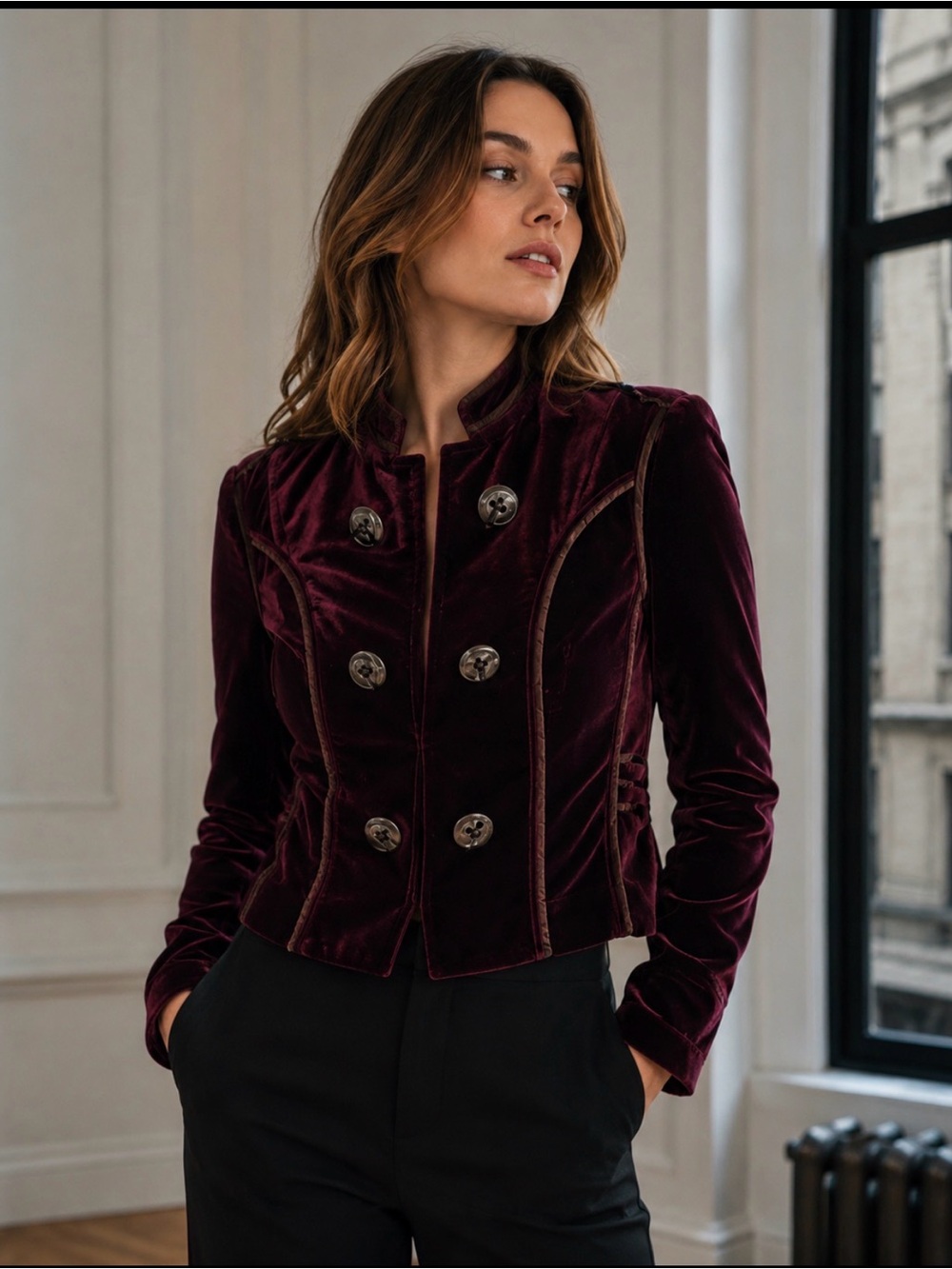 Debbie Shuchat Velvet Military Jacket